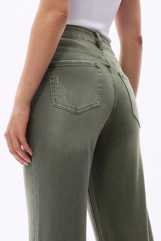 Bayeas High Rise Cropped Distressed Wide Leg Jeans Bayeas