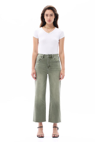 Bayeas High Rise Cropped Distressed Wide Leg Jeans Bayeas