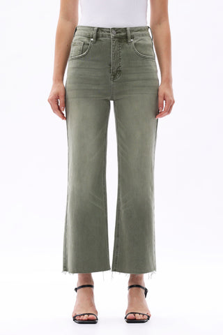 Bayeas High Rise Cropped Distressed Wide Leg Jeans Bayeas