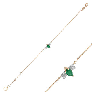 Queen Bee Bella gold, diamond, and emerald bracelet