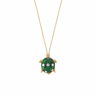 Gold turtle diamond necklace by Bee Goddess