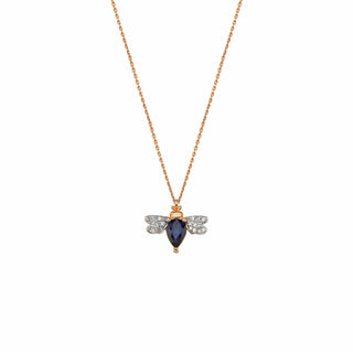 Bella gold diamond sapphire bee necklace
