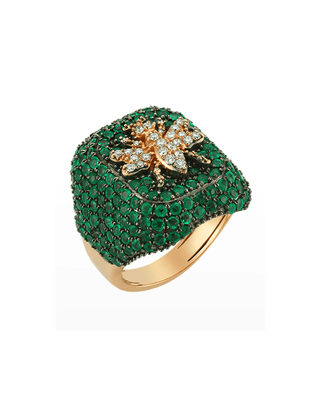 Emerald and diamond bee ring - Design 182