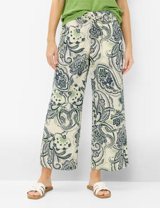 Brax Maine Wide-Leg Culotte – Grass Green Paisley