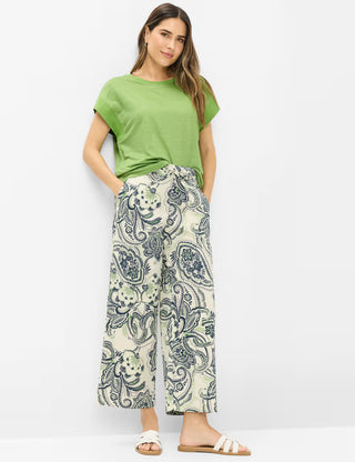 Brax Maine Wide-Leg Culotte – Grass Green Paisley