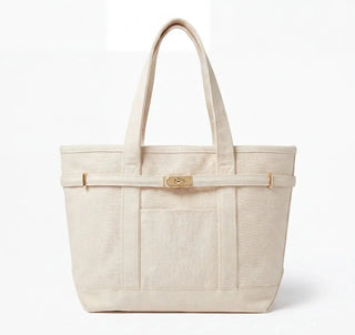 Boatkin Classic Canvas Tote with Zipper & Gold Lock Brookwood