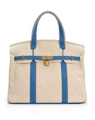 Boatkin Bag — Canvas Boat Tote with Gold Lock Carolina Blue