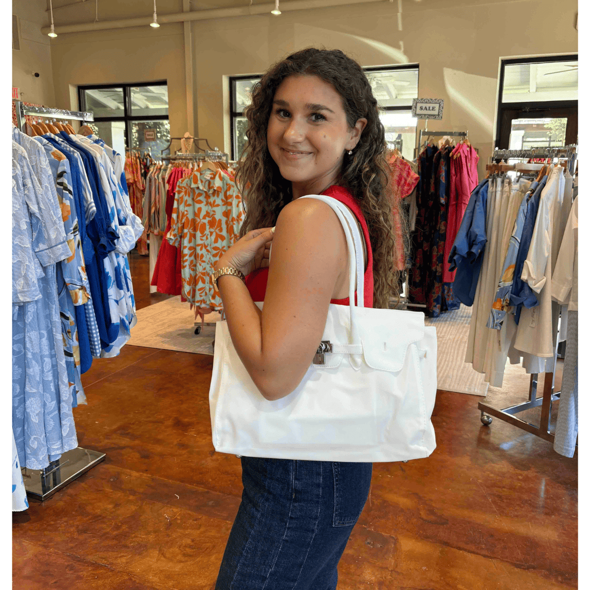 ☆Jelly Firkin☆ ゼリーバッグ Jelly Firkin Bag – Glossy Top Handle Tote with Lock Detail
