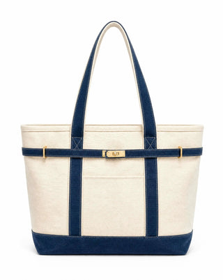 Boatkin Classic Canvas Tote with Zipper & Gold Lock Brookwood