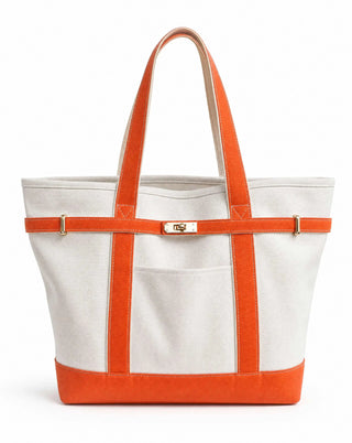 Boatkin Classic Canvas Tote with Zipper & Gold Lock Brookwood