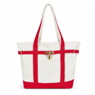 Boatkin Classic Canvas Tote with Zipper & Gold Lock Brookwood