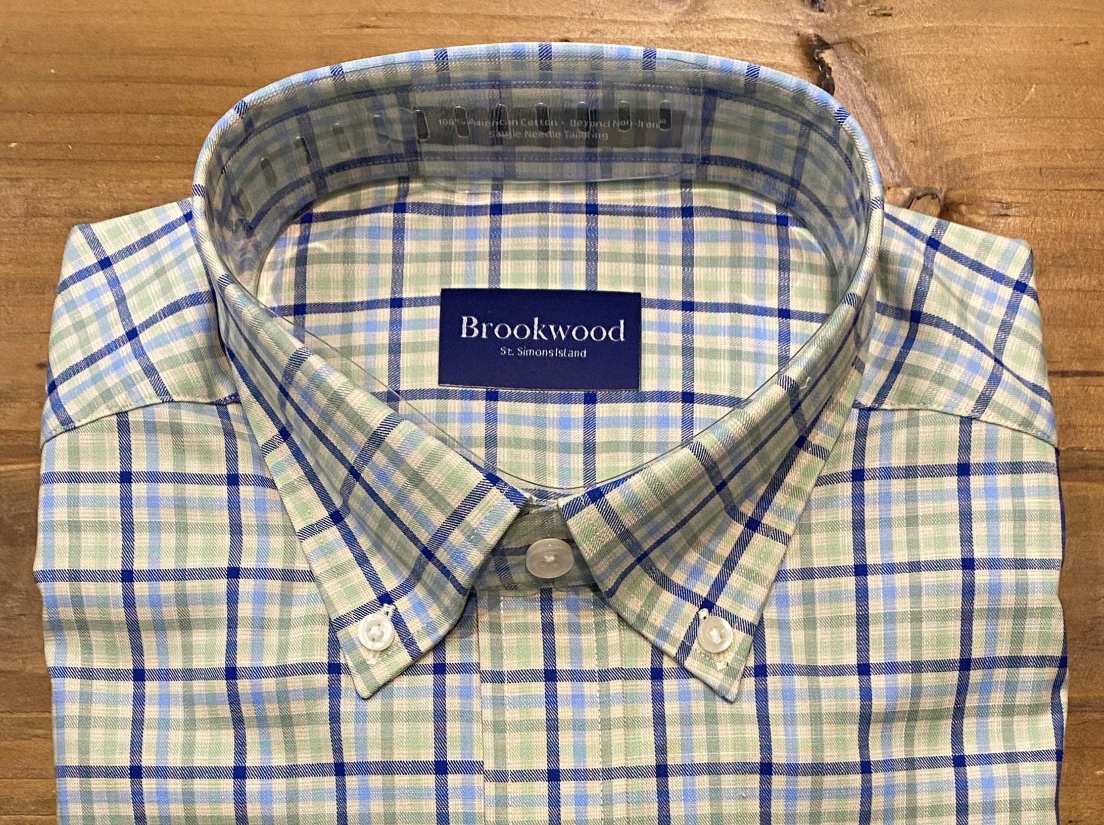 Brookwood Men's Shirts Brookwood Green/Blue Plaid Shirt