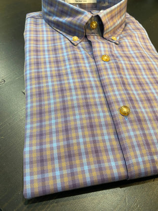 Brookwood - Purple/Tan Plaid Sport Shirt