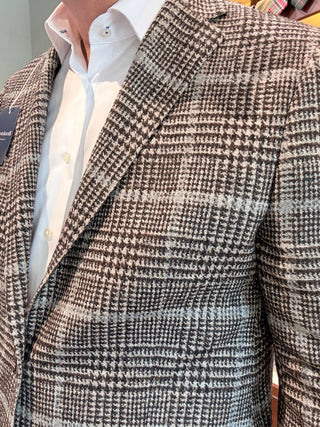 Brookwood Baby Alpaca Tan/Brown Plaid Sport Coat Brookwood