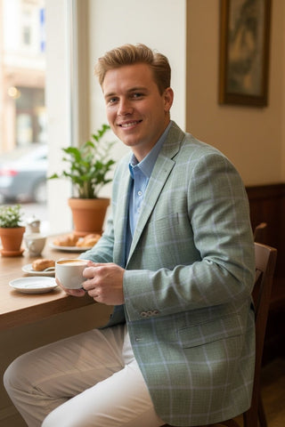 Brookwood Green & Blue Windowpane Sport Coat