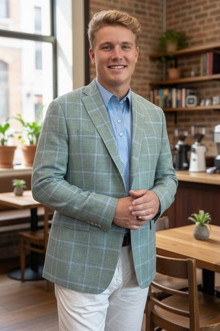 Brookwood Green & Blue Windowpane Sport Coat
