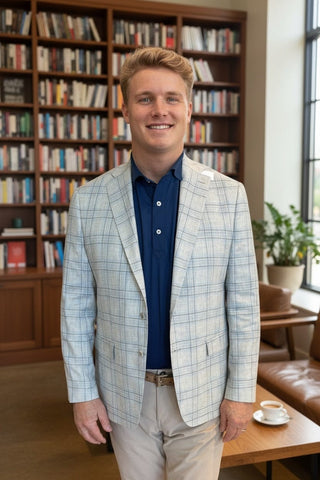 Brookwood Lt Grey/Blue Plaid Sport Coat