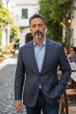 Brookwood Navy with Brown Windowpane Sport Coat