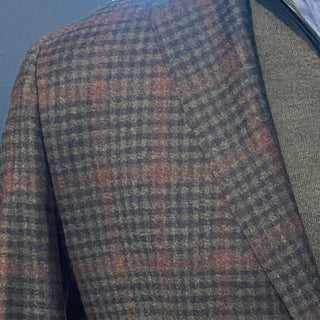 Brookwood Men's Sport Coats Brookwood Sport Coat in Green/Brick Check Lora Piana Fabric