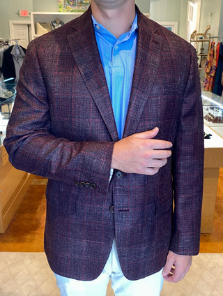 Brookwood Men's Sport Coats Brookwood Unstructured Burgundy Tweed Sport Coat