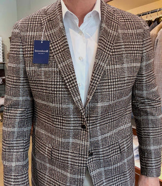 Brookwood Baby Alpaca Tan/Brown Plaid Sport Coat Brookwood