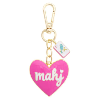 Mahj Enamel Heart Bag Charm Canvas Style