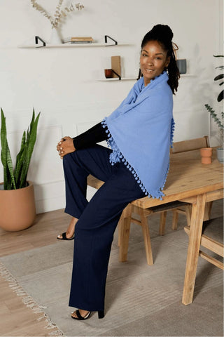 Captiva Cashmere Pom-Pom Triangle Wrap