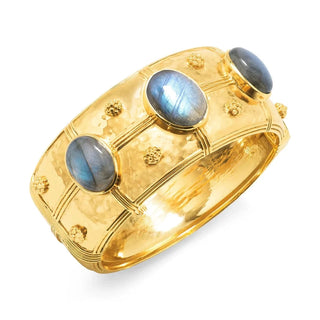 Capucine De Wulf Bracelets Capucine De Wulf Cleopatra Grande Hinged Bangle - Gold/Blue Labradorite