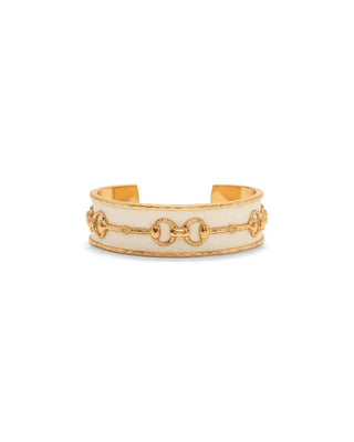 Capucine De Wulf Bracelets Capucine De Wulf Equestrian Snaffle Bit Cuff - Vegan White Leather