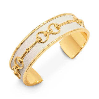 Capucine De Wulf Bracelets Capucine De Wulf Equestrian Snaffle Bit Cuff - Vegan White Leather