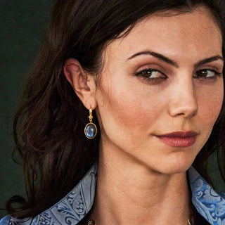 Capucine De Wulf Earrings Capucine De Wulf Cleopatra Oval Drop Earrings - Blue Labradorite