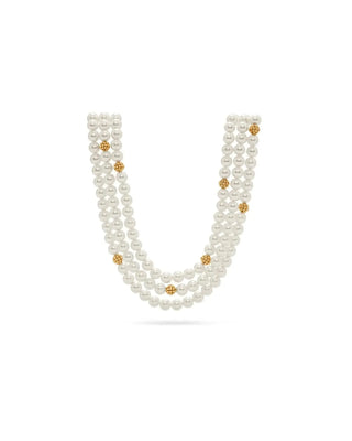 Capucine De Wulf Necklaces Capucine De Wulf Berry & Bead Triple Stand Necklace 18" + 2" - Pearl