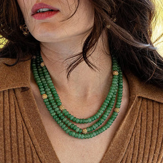 Capucine De Wulf Necklaces Capucine De Wulf Berry & Bead Triple Strand Necklace 18" + 2" - Meadow Jade