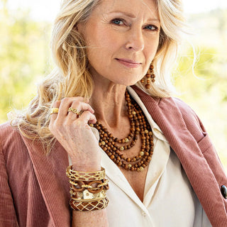 Capucine De Wulf Earth Goddess Beads 5-Strand Necklace 18" + 2" - Teak