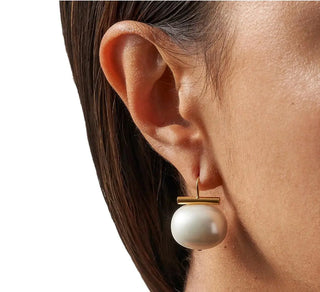 Catherine Canino 14k/Brass Large Pebble Pearl Wire Earrings