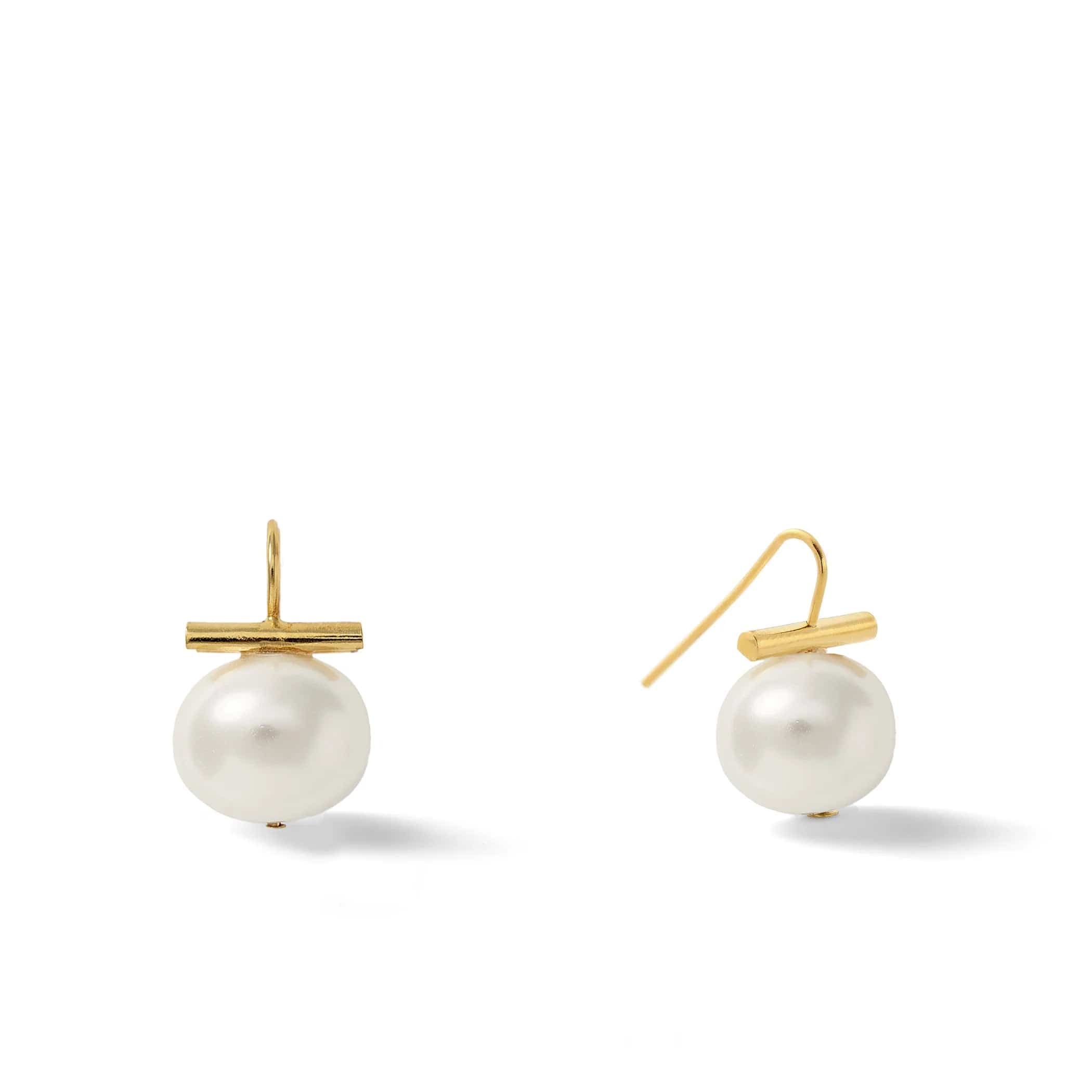 Catherine Canino Earrings Catherine Canino 14K/Brass Medium "Pebble Pearl" Wire Earrings