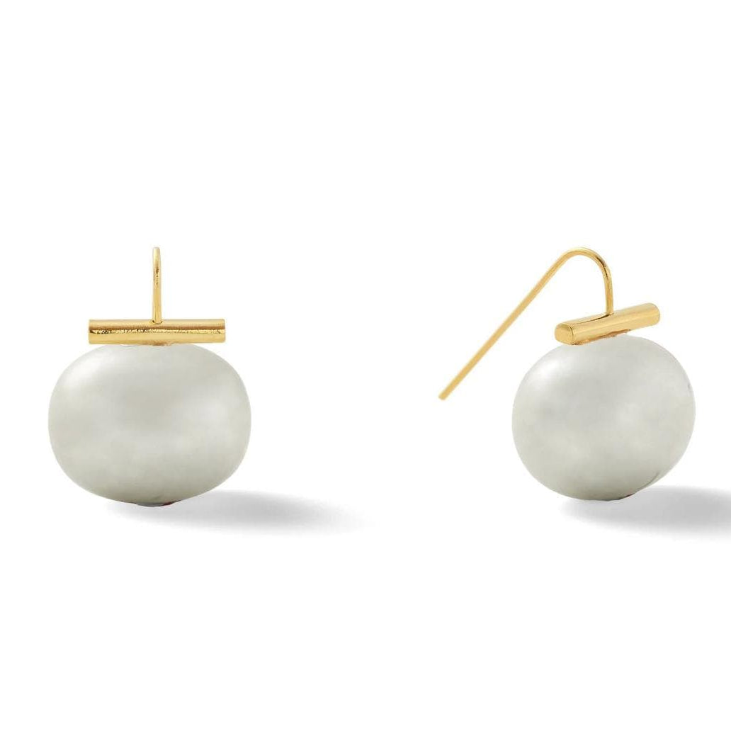 Catherine Canino Earrings Soft Grey Catherine Canino 14k/Brass Large Pebble Pearl Wire Earrings