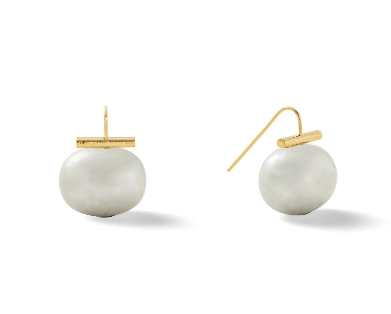 Catherine Canino Earrings Soft Grey Catherine Canino 14k/Brass Large Pebble Pearl Wire Earrings