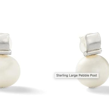 Catherine Canino Earrings White / L Catherine Canino Sterling Large Pebble Pearl Scoop Earrings