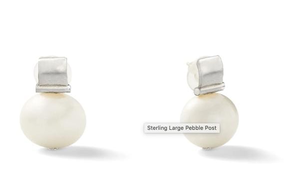 Catherine Canino Earrings White / L Catherine Canino Sterling Large Pebble Pearl Scoop Earrings