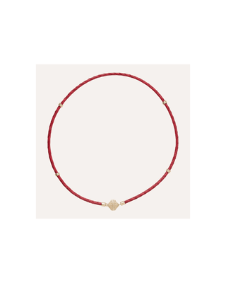 Clara Williams Aspen Braided Leather Magenta Mini Necklace