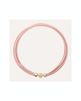 Clara Williams Wellington Braided Blush Pink Leather Necklace - Planters Exchange