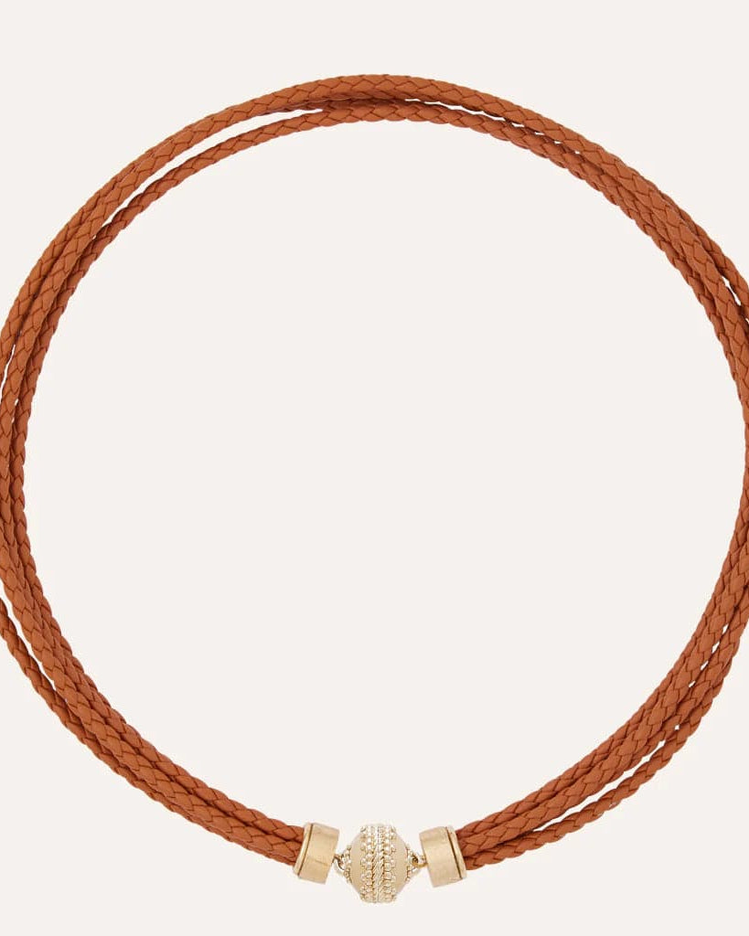 Clara Williams Necklaces Saddle Brown Clara Williams Wellington Braided Leather Necklace