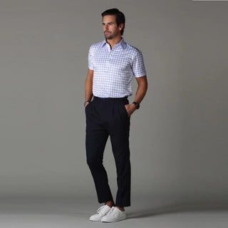 Collars & Co. Men's Polos Collars & Co. Blue Grid Polo Shirt