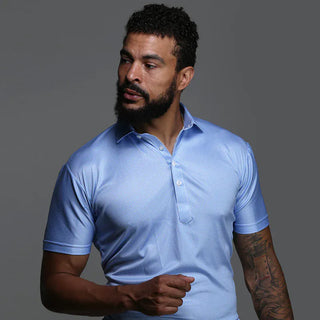 Collars & Co Blue Houndstooth Polo