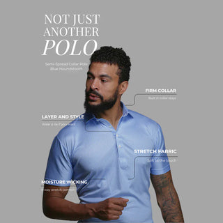 Collars & Co Blue Houndstooth Polo