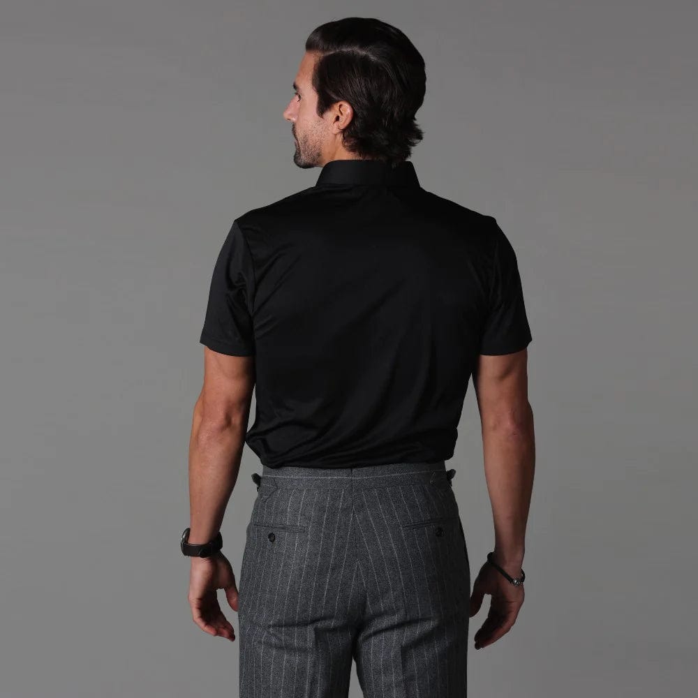 Collars & Co. Men's Polos Collars & Co. Semi Spread Collar Polo - Black