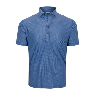 Collars & Co. Sky/Navy Micro Gingham Polo