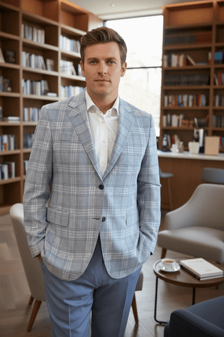 Coppley Blue/White Plaid Sport Coat - Planters Exchange