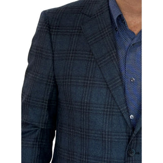Coppley blue plaid sport coat in Reda 1865 Italian wool - side view